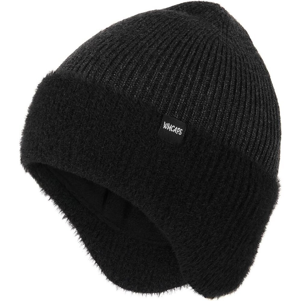Unisex Slate Grey Fleece Thermal Lined Knit Warm Earflap Classic Stocking Cap